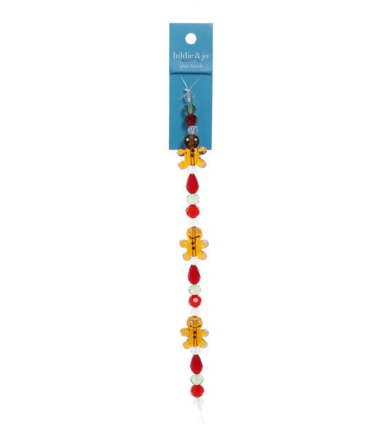 7" Christmas Glass Gingersnap Man Bead Strand by hildie & jo