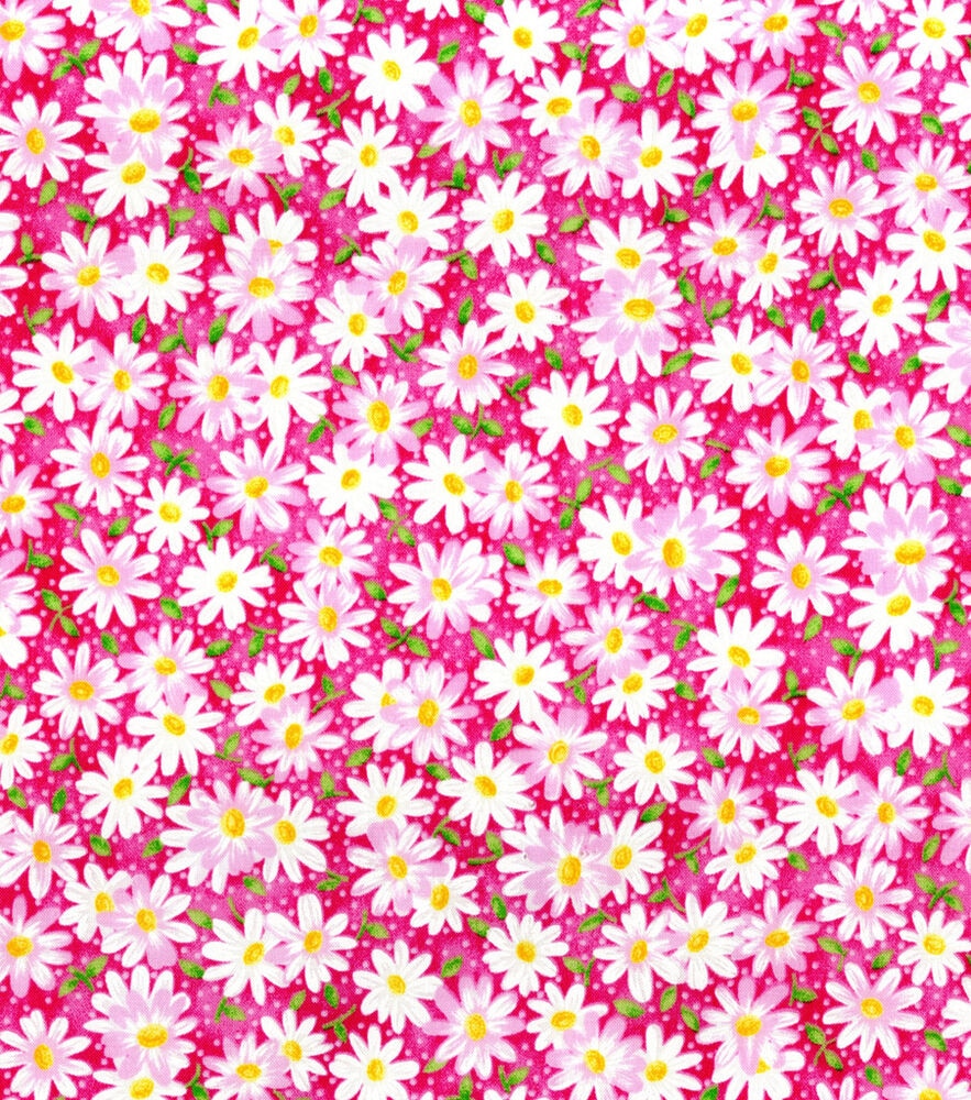 Fabric Traditions Packed Daisies Cotton Fabric by Keepsake Calico, Pink, swatch