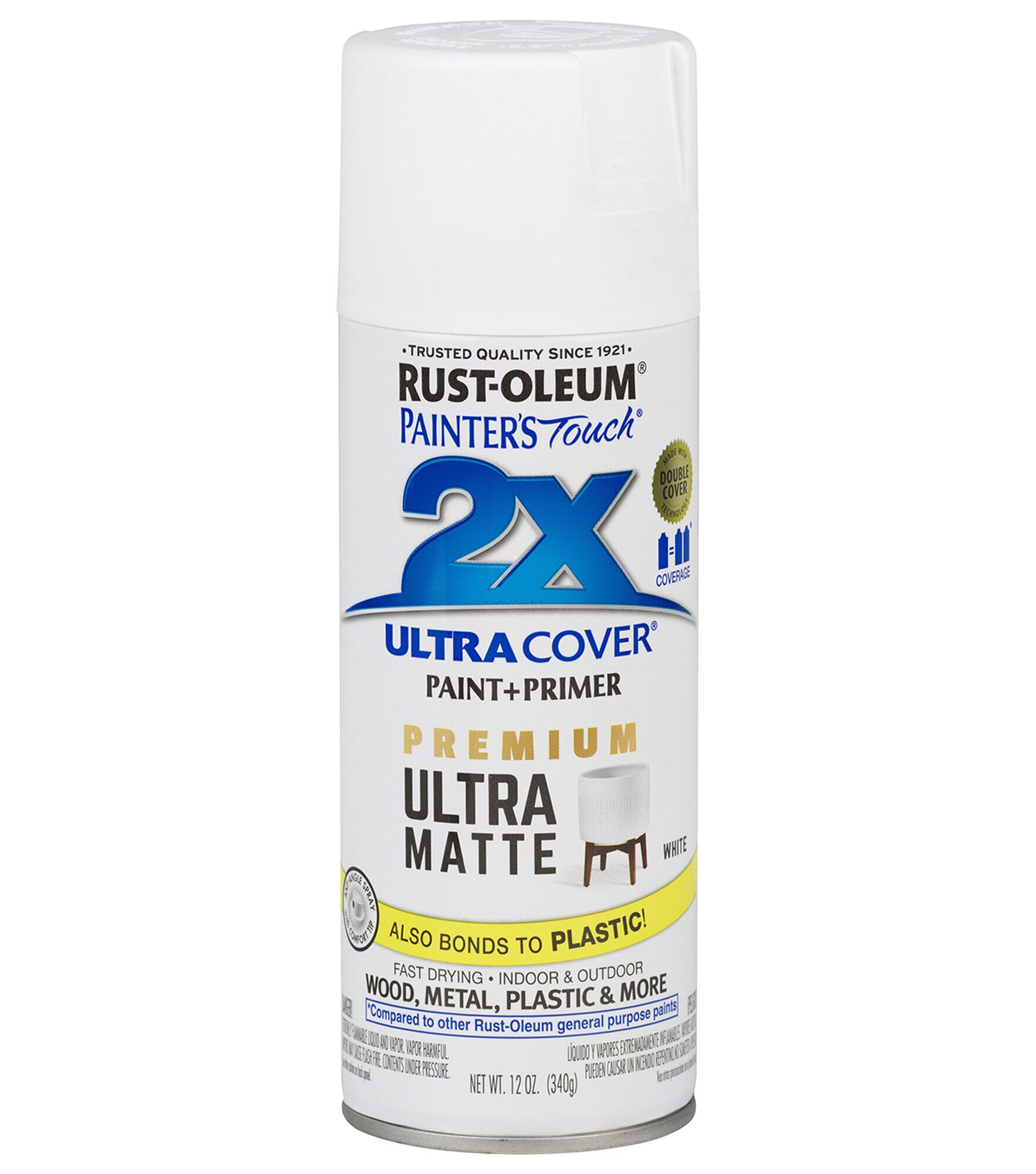 Rust-Oleum 331181 Spray Paint Painter's Touch 2x Cover, 12 oz, Ultra Matte White