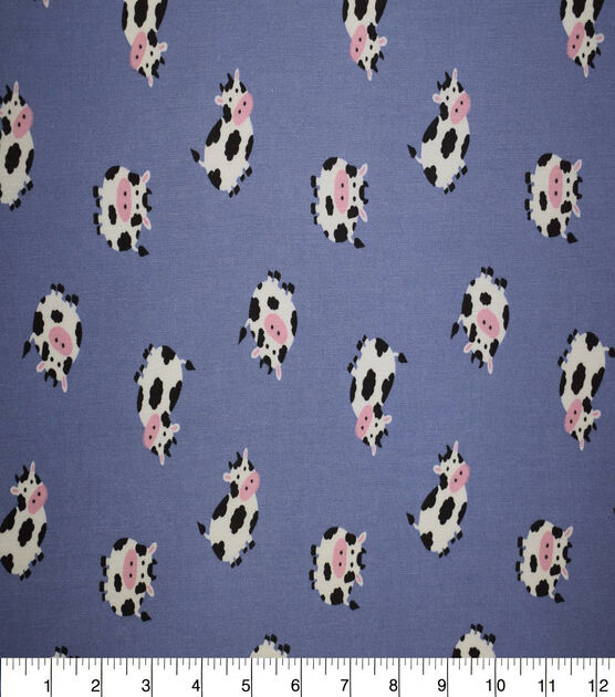 Cows on Blue Quilt Cotton Fabric by Quilter's Showcase