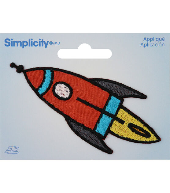 Simplicity 4" Multicolor Embroidered Spaceship Iron On Patch