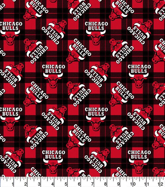 NBA Chicago Bulls Plaid Logo Cotton Fabric