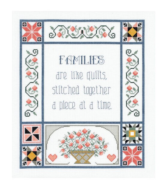 Janlynn 13" x 15" Families are like Quilts Counted Cross Stitch Kit