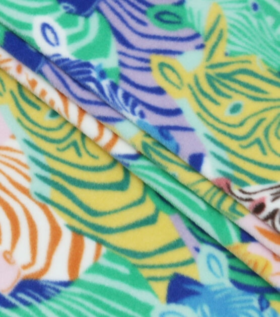Multi Packed Zebras Anti Pill Fleece Fabric, , hi-res, image 2