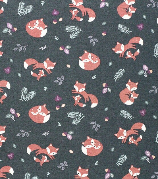 POP! Foxes On Green Novelty Print Fabric