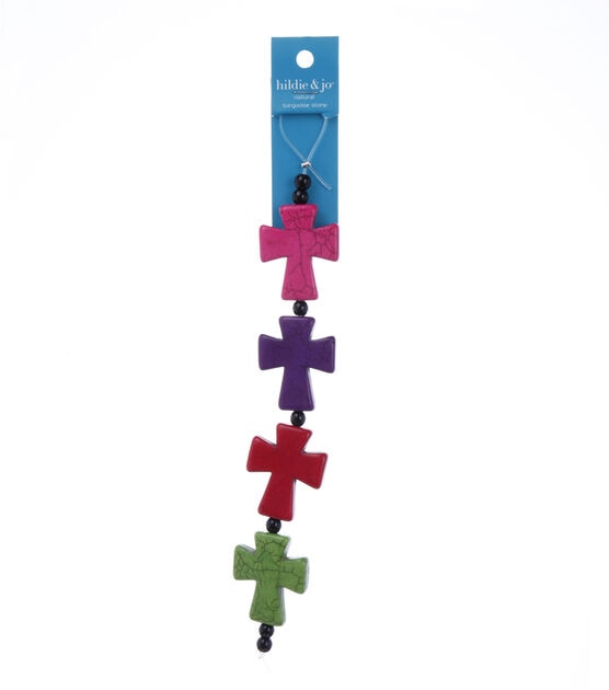 Multicolor Turquoise Stone Cross Bead Strand by hildie & jo