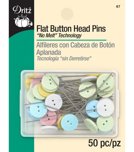 Dritz Flat Button Head Pins, Assorted, 50 pc