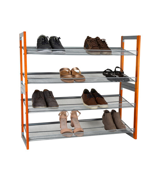 Organize It All Wooden Stackable Shoe Rack Chrome