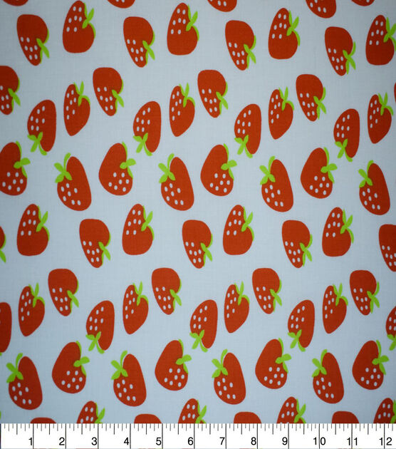 Strawberries on White Quilt Cotton Fabric by Quilter's Showcase