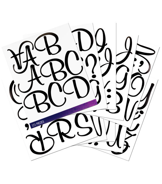 Black Sticko Alphabet Stickers 121//Pkg-Script Extra Large