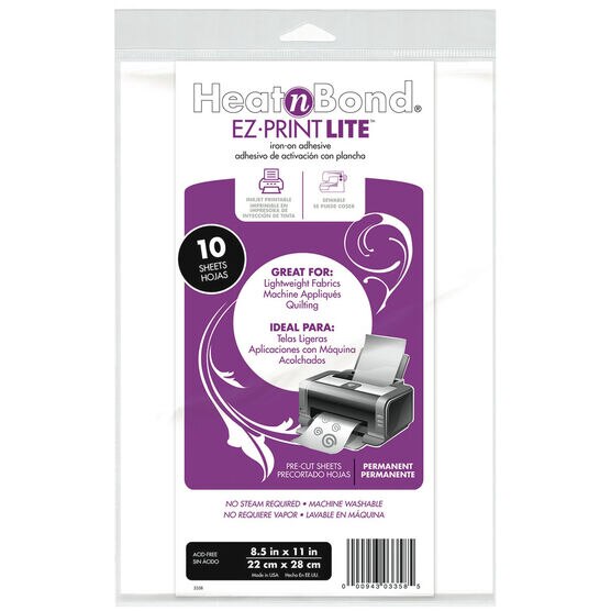 HeatnBond EZ Print 8.5" x 11" Lite Iron On Adhesive 10pk