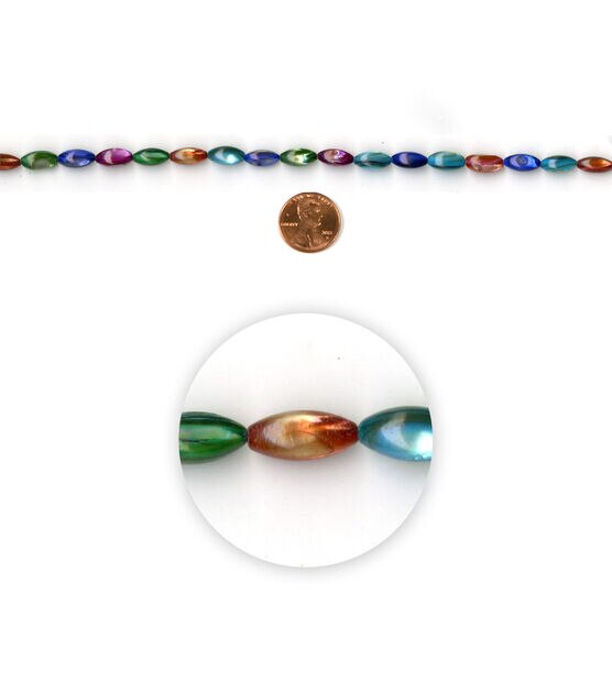 7" Multicolor Oval Shell Mother Of Pearl Strung Beads by hildie & jo