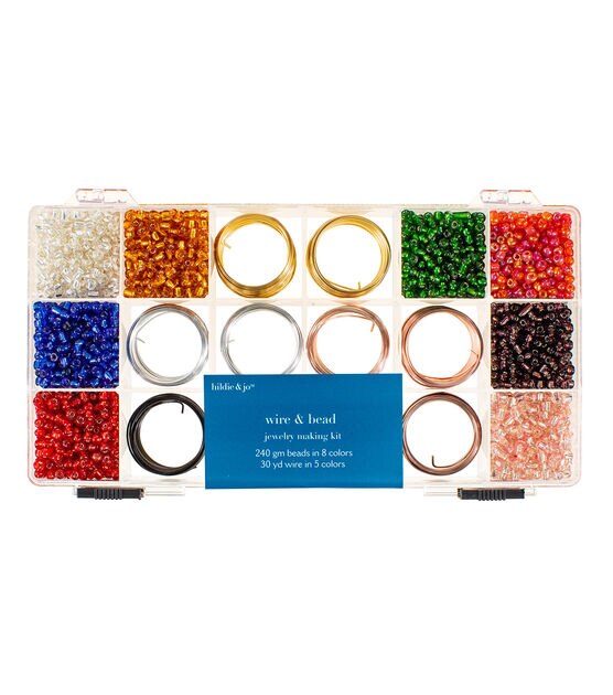 30yds Bright Wire & 240g Bead Jewelry Making Kit by hildie & jo