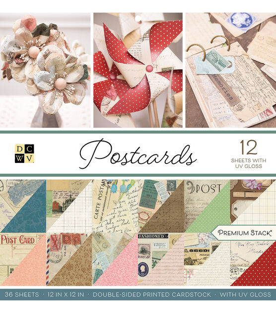 DCWV 36 Sheet 12" x 12" Postcards Double Sided Printed Cardstock