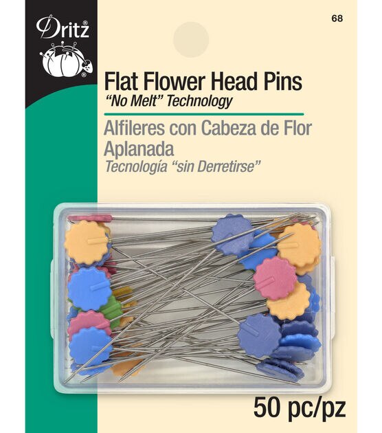 Dritz Flat Flower Head Pins, Assorted, 50 pc