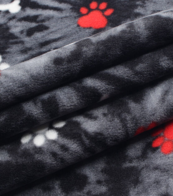 Paws on Black Tie Dye Anti Pill Fleece Fabric, , hi-res, image 3