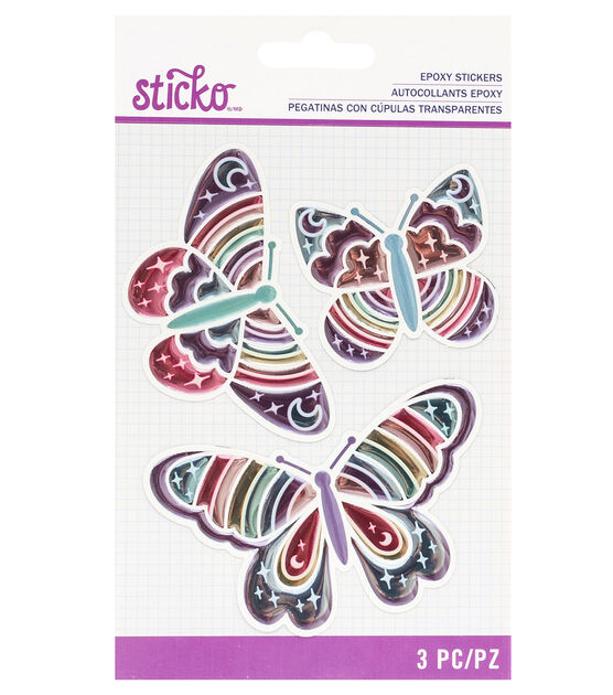 American Crafts Epoxy Stickers Butterfly Rainbow