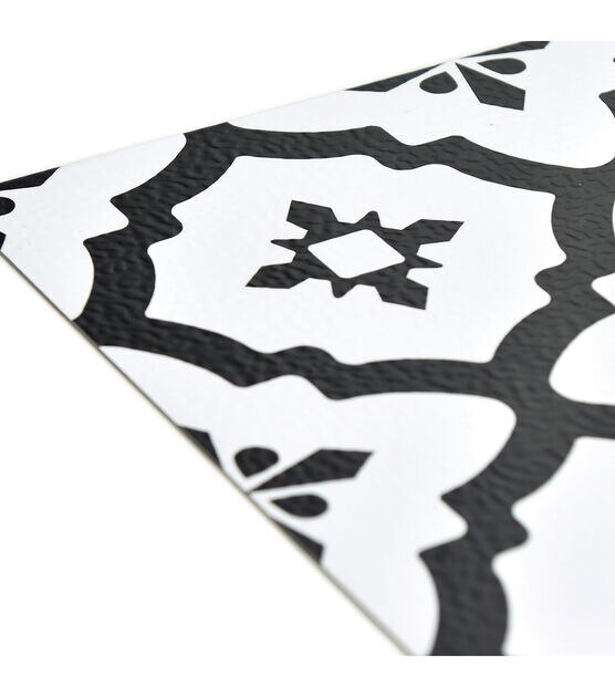 Floorpops 12" x 12" Black & White Comet Peel & Stick Floor Tiles 10ct, , hi-res, image 8