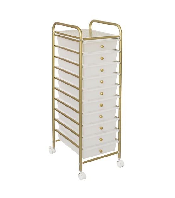 38" Rolling Storage Cart With 10 Plastic Drawers, , hi-res, image 6