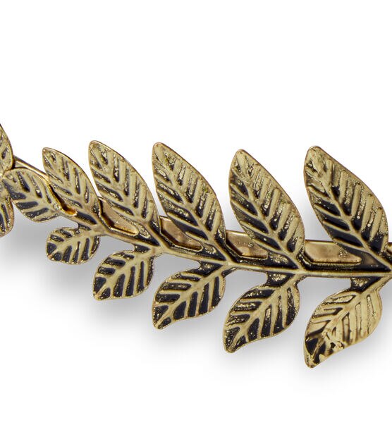 6" x 5" Antique Gold Iron Leaf Headband by hildie & jo, , hi-res, image 3