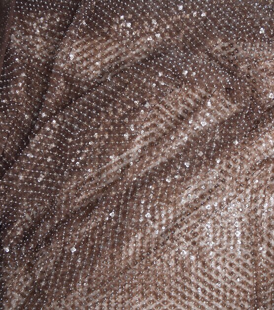 Floral Beads Gold Mesh Fabric, , hi-res, image 2