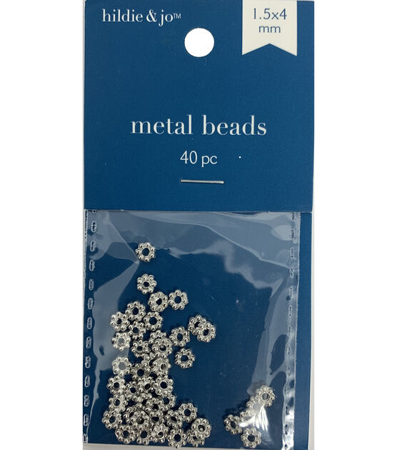 1.5mm x 4mm Silver Metal Spacer Beads 40pc by hildie & jo