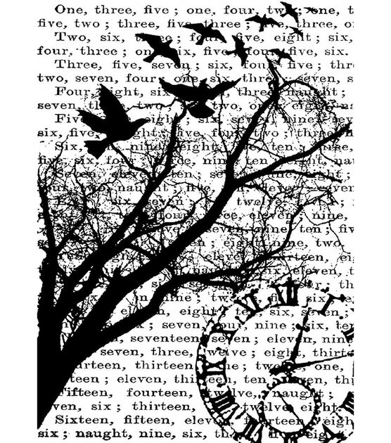 Tim Holtz 3.5" Time & Branches Cling Red Rubber Stamp