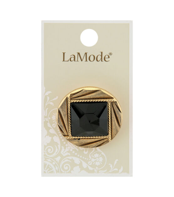 La Mode 1 3/8" Black & Gold Shank Button