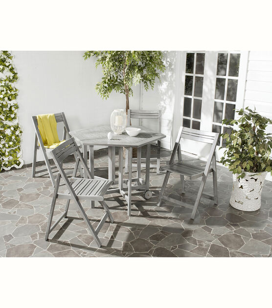 Safavieh Kerman Gray Wash Outdoor Table With 4pc Foldable Chair Set, , hi-res, image 2