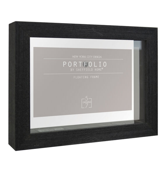 Sheffield Home 5" x 7" Black Portfolio Casual Rustic Floating Frame