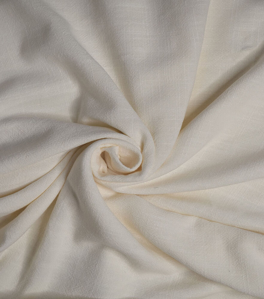 Slub Linen Rayon Blend Fabric, Cream, swatch