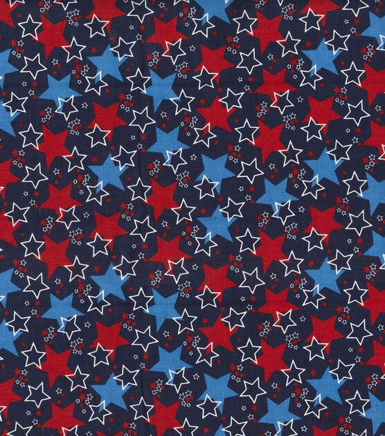 Fabric Traditions Red & Blue Cream Stars Patriotic Cotton Fabric