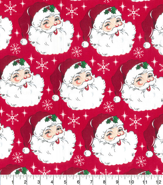 Fabric Traditions Santa Heads Christmas Cotton Fabric