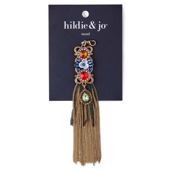 Antique Gold Chain Tassel With Brown Stones by hildie & jo