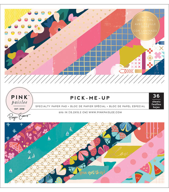 Pink Paislee 36 Sheet 6" x 6" Pick Me Up Specialty Cardstock Paper Pack