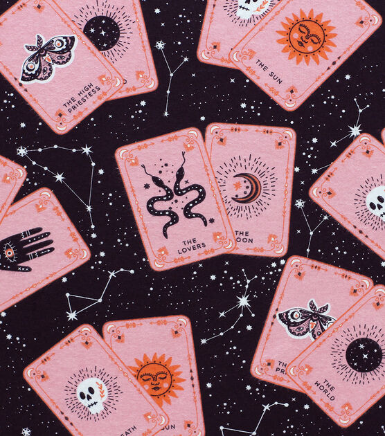 Super Snuggle Spooky Pink Tarot Cards Flannel Fabric