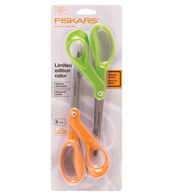 Fiskars Premier 8" Bent Designer Scissors 2pk Orange Green
