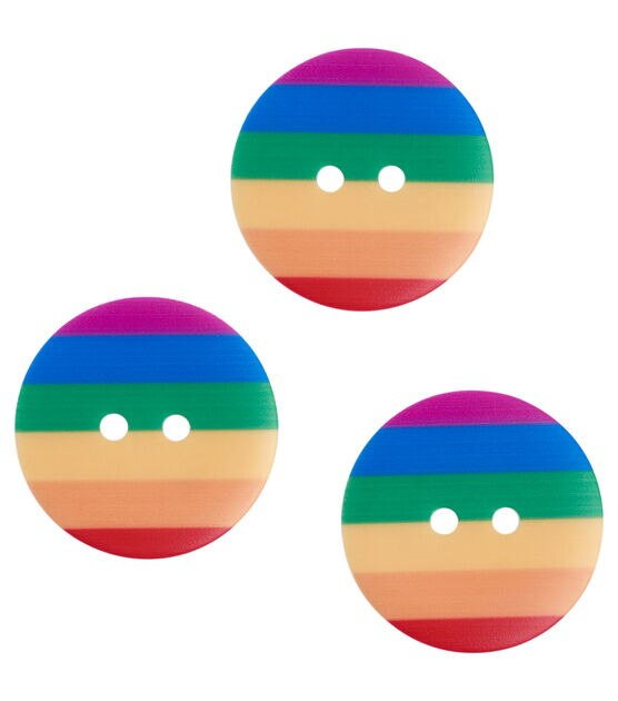 Flair Originals 1 1/4" Rainbow Stripes 2 Hole Buttons 3pk, , hi-res, image 3