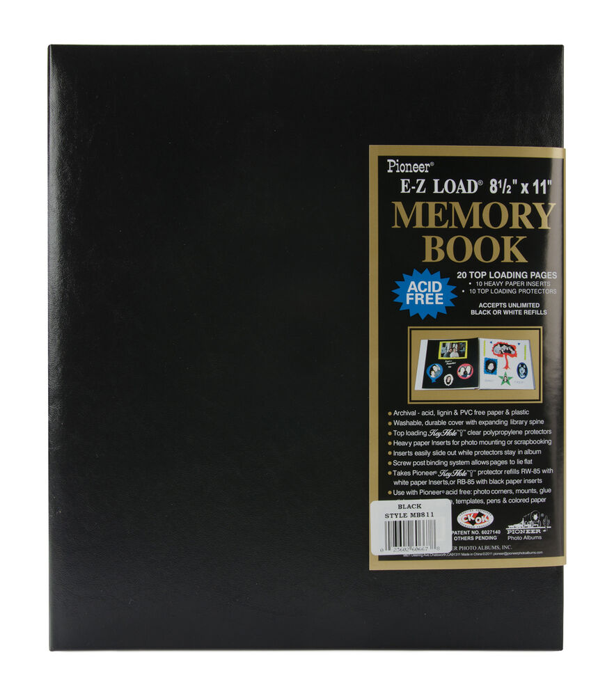 Pioneer EZ Load 8 1/2'' x11'' Postbound Albums, Black, swatch