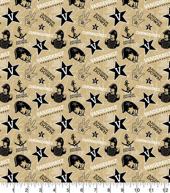 Vanderbilt University Commodores Cotton Fabric Tone on Tone