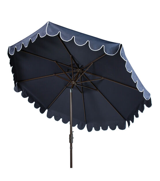 Safavieh 11' Navy & White Venice Crank Patio Umbrella, , hi-res, image 6