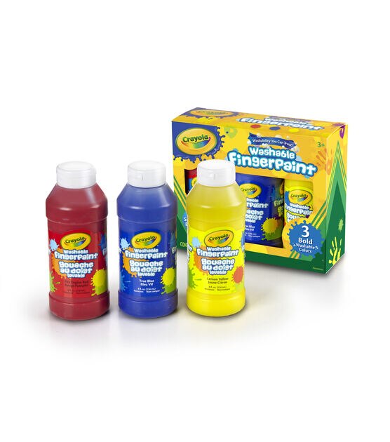 Crayola Fingerpaint, Washable, Bold Colors, 3+ - 3 pack, 8 fl oz bottles