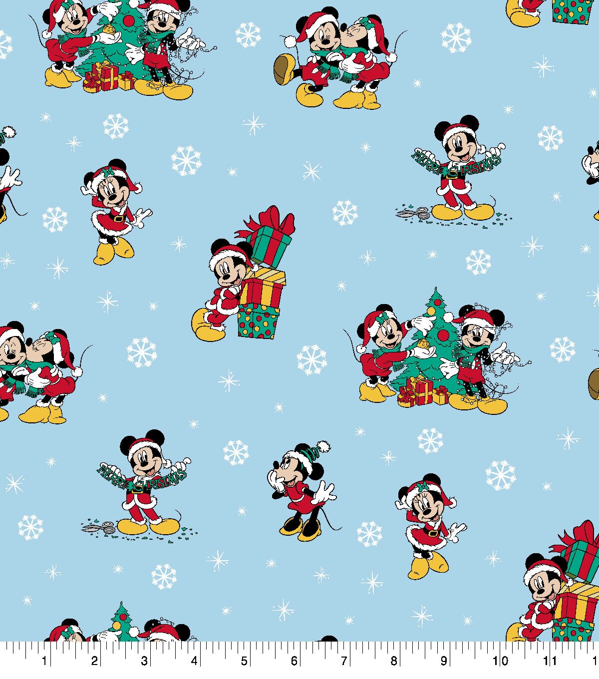 100% Cotton Digital Fabric Disney Christmas Mickey Mouse Minnie 150cm Wide 