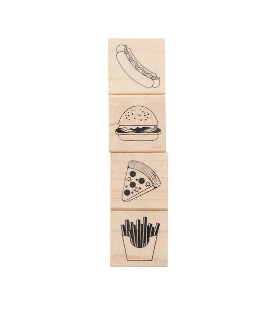 American Crafts Wooden Stamp Set Food