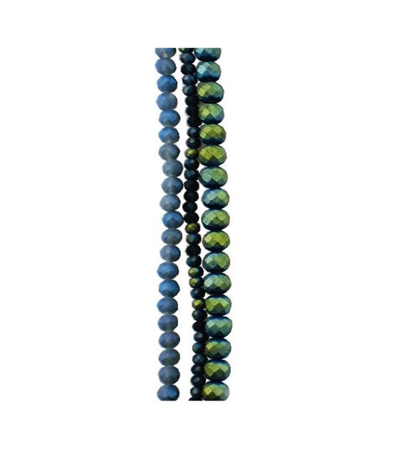 7" Matte Blue Glass Strung Beads 3ct by hildie & jo, , hi-res, image 2