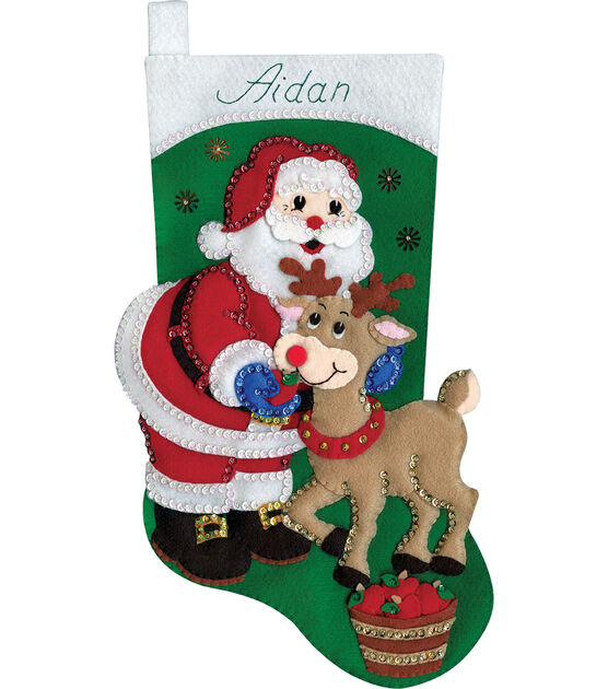 Design Works 18" Santa & Rudolph Felt Stocking Kit, , hi-res, image 2