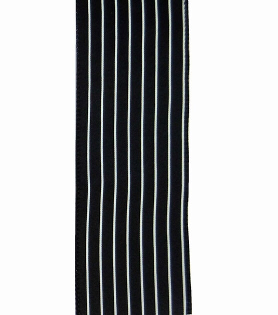 Save the Date 2.5" x 15' White Stripes on Black Ribbon, , hi-res, image 2