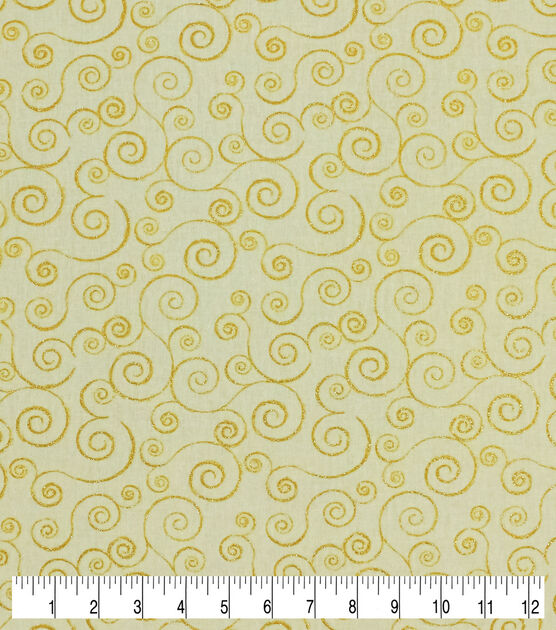 Swirl Vines Christmas Glitter Cotton Fabric, , hi-res, image 8