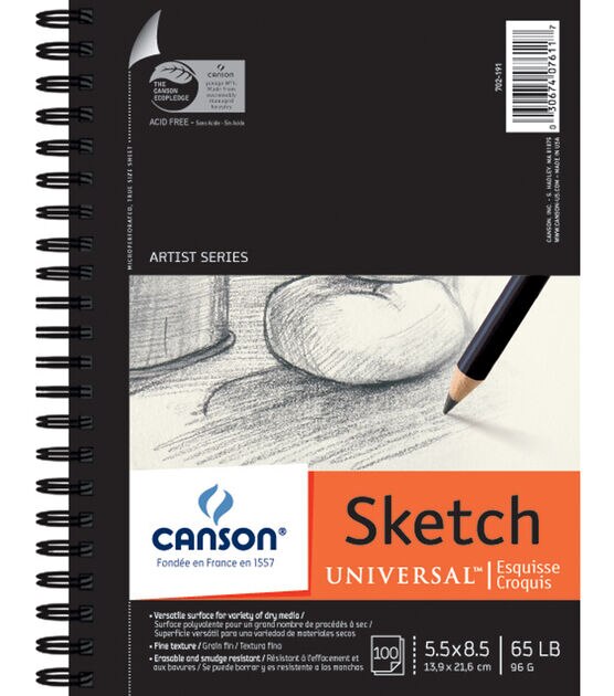 Canson Universal Spiral Sketch Book 5.5"X8.5" 100 Sheets
