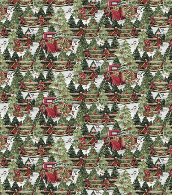 Springs Creative Pine Trees & Fence Christmas Cotton Fabric, , hi-res, image 2